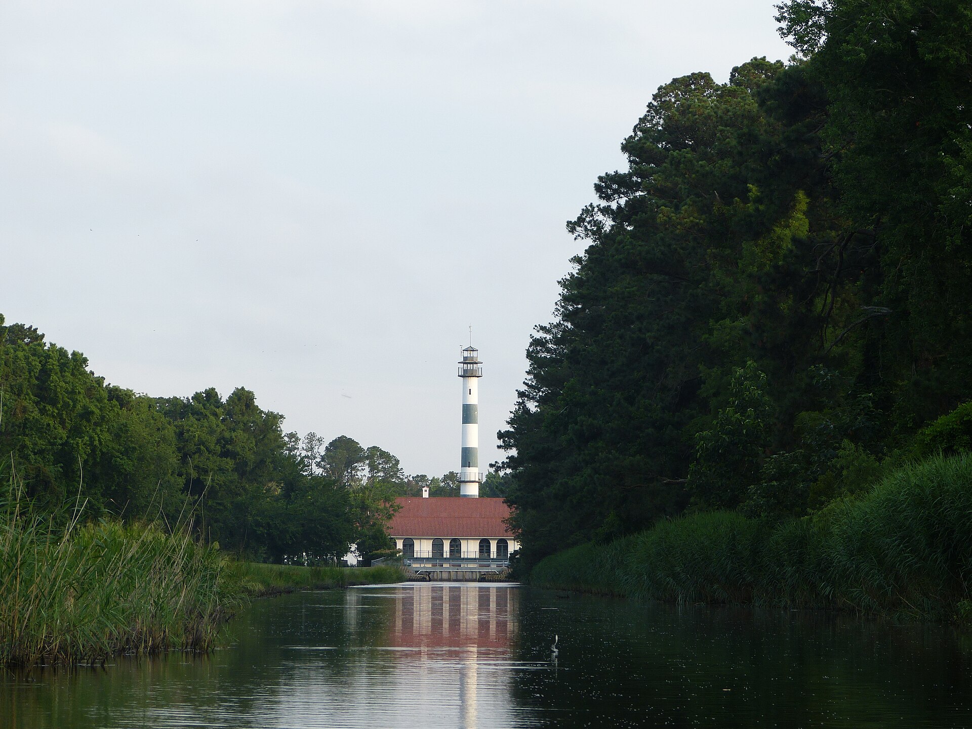The historic Mattamuskeet Lodge, a former pumping station on the lake