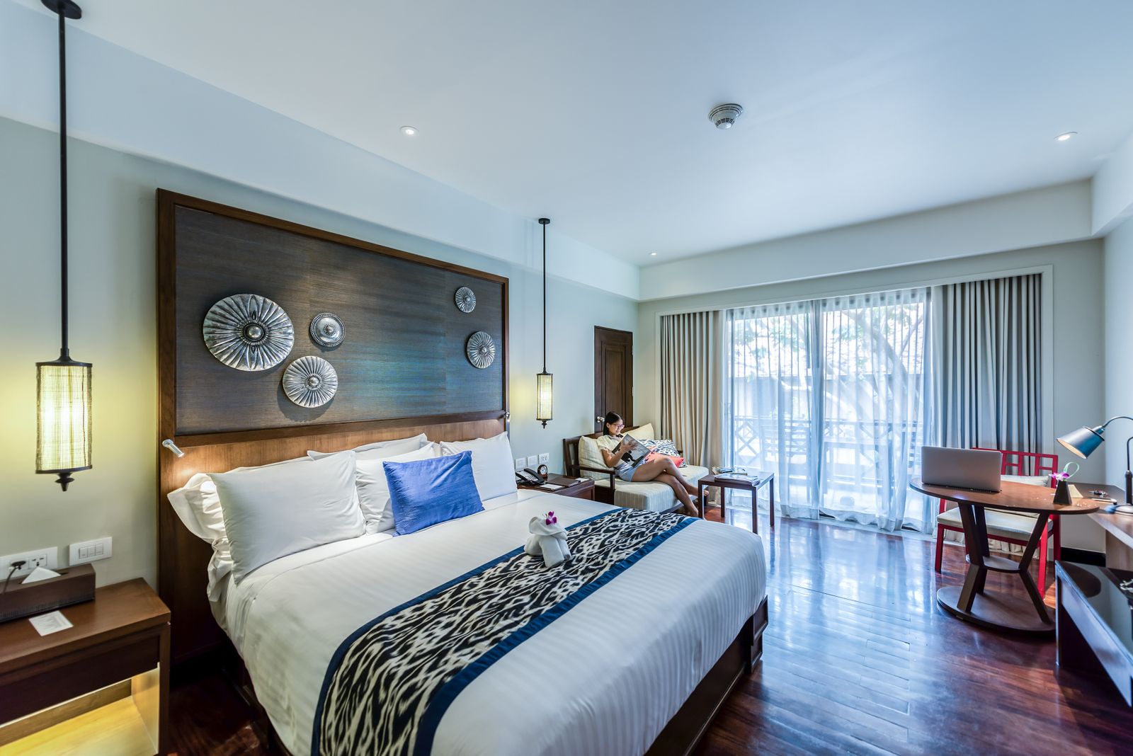 A bright, comfortable guest room at Hotel Engelhard